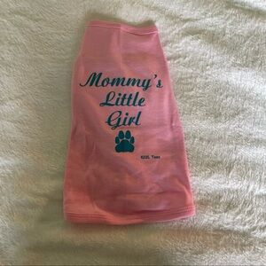 Pink Dog Shirt with Blue Text